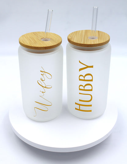 Glass Cups with Bamboo Lids