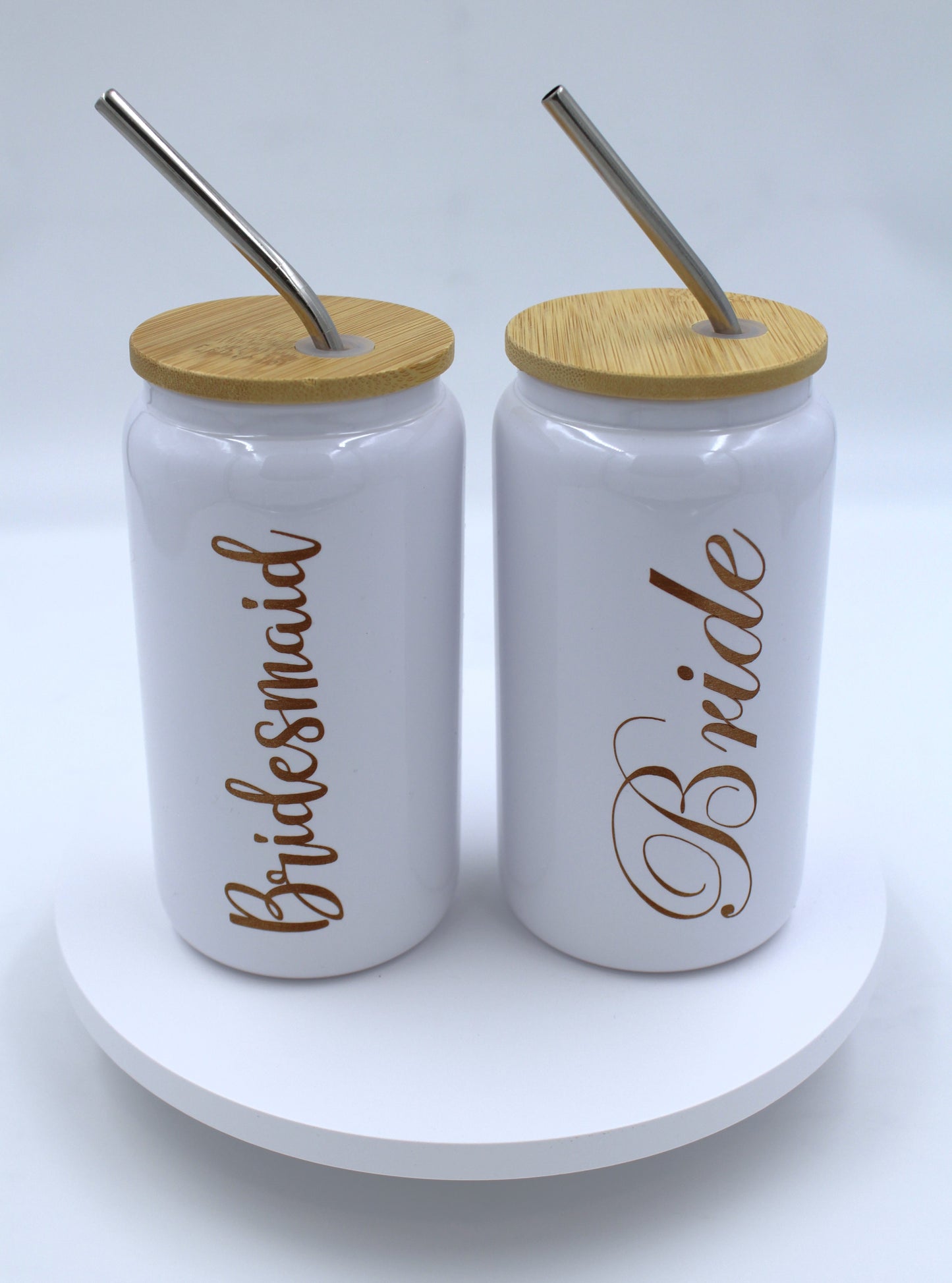 White Glass with Bamboo Lid