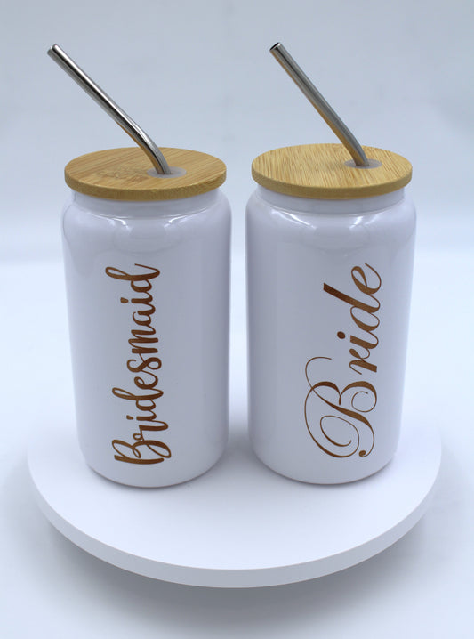 White Glass with Bamboo Lid